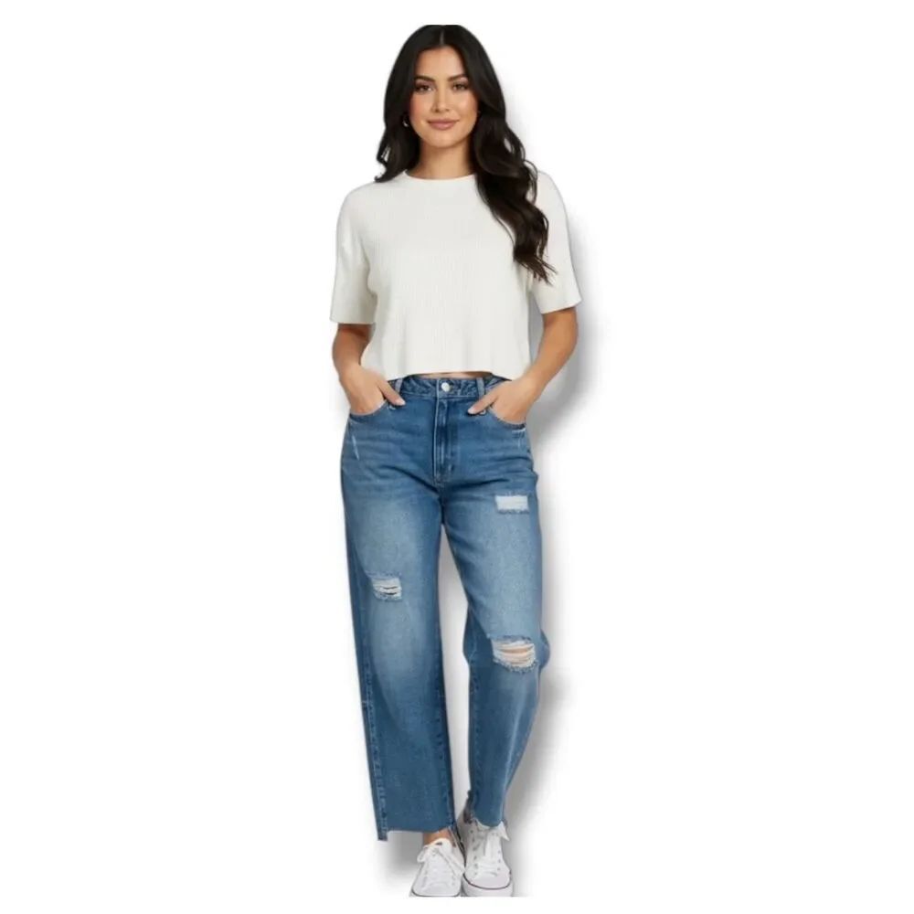 Plus Size Blue Denim High Waist Straight Leg Jeans 18 - NWT